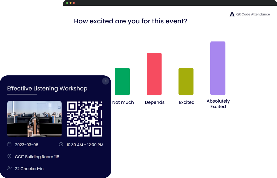 QR code attendance check-in screen for a class, training, or meeting
