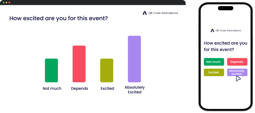Live polling app showing real-time poll results and phone voting